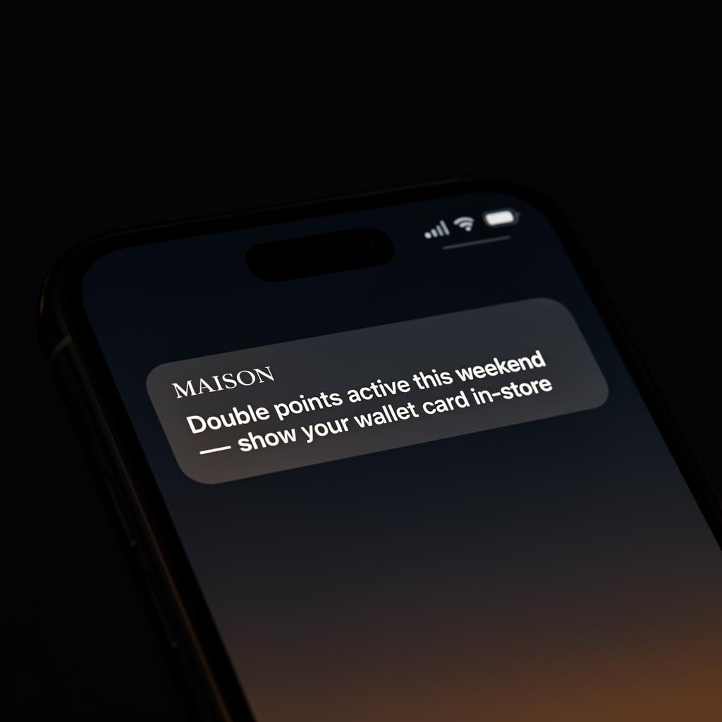 Event pass example shown in Apple Wallet with VIP access, early access, member rewards, event notifications and exclusive offers