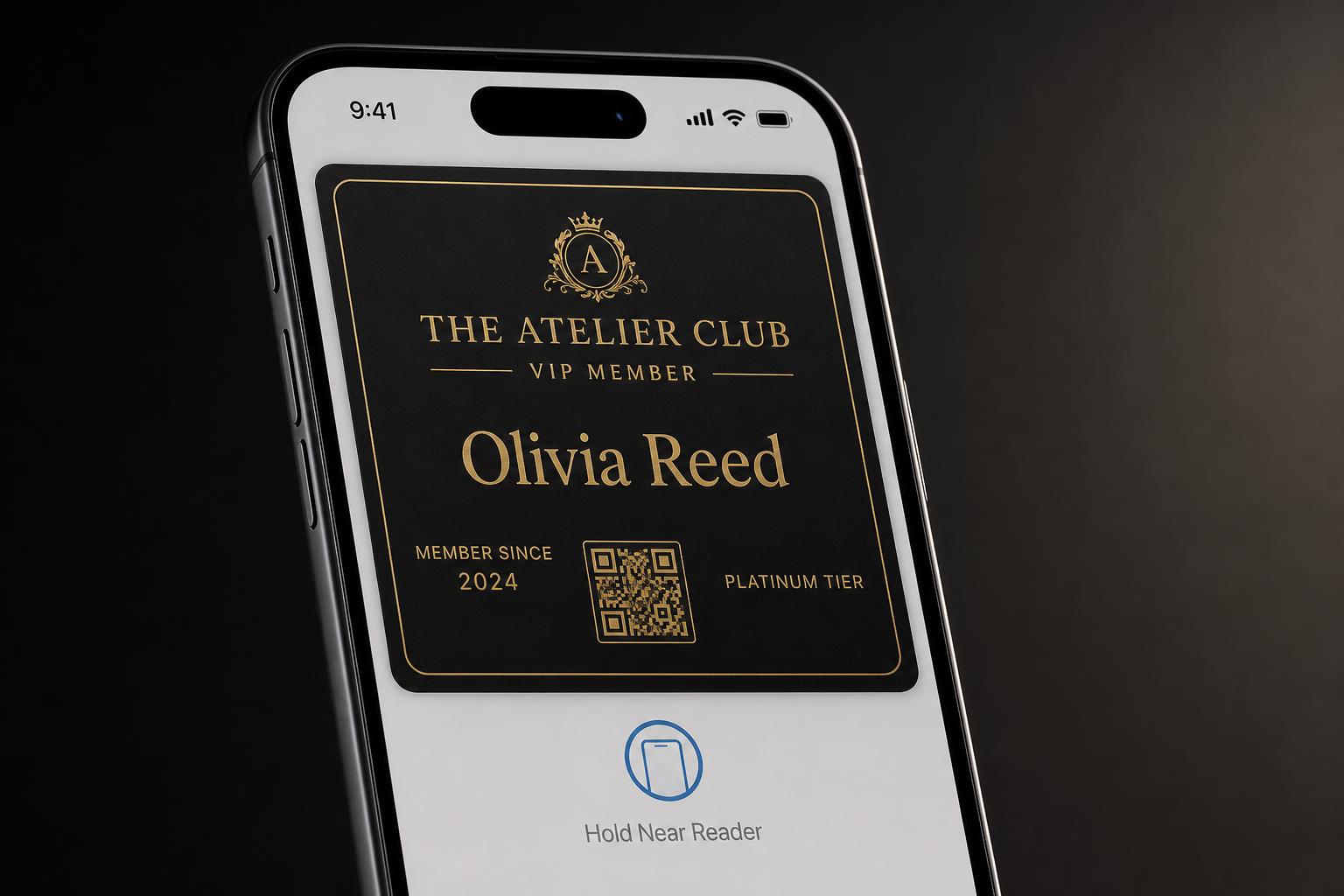 Premium black and gold VIP membership pass in Apple Wallet